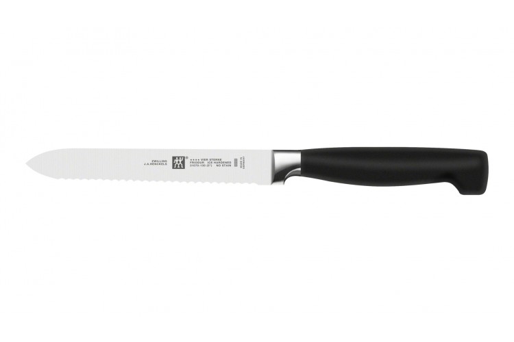 Couteau universel Zwilling Four Star lame dentel&eacute;e 13cm