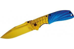 Couteau pliant Herbertz 560612 revêtement titane bleu/doré manche 12cm