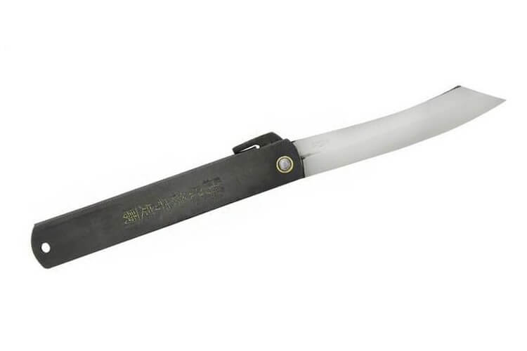 Couteau pliant Higonokami 669 acier carbone manche noir gravé 9.5cm en acier
