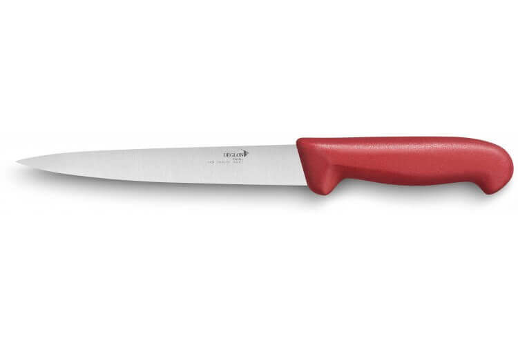 Couteau à dénerver professionnel Déglon Profil lame flexible 20cm - manche rouge