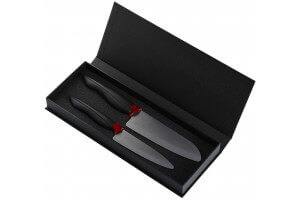 Coffret cadeau KYOCERA 2 couteaux céramique haut-de-gamme lames noires