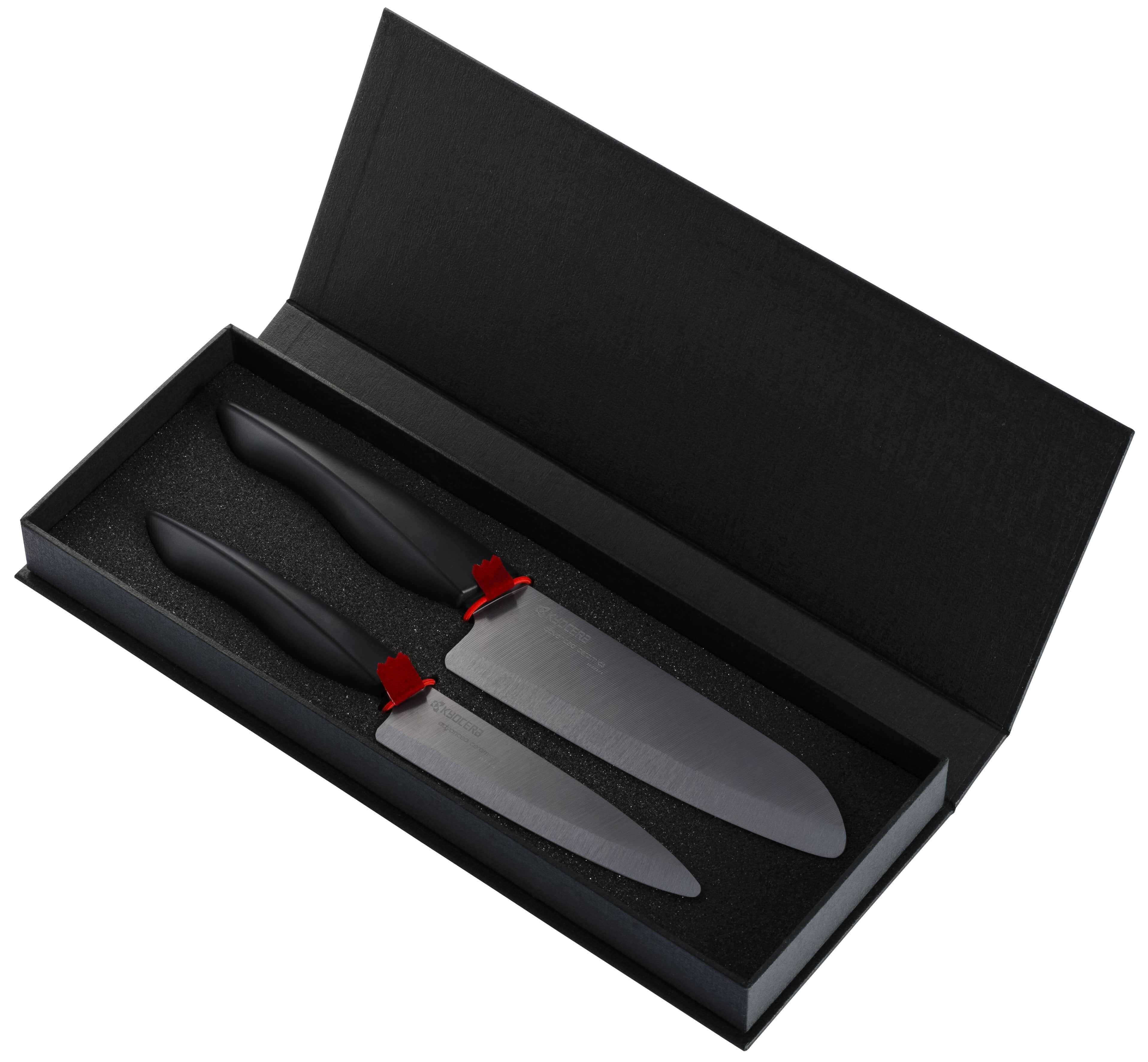 Coffret cadeau KYOCERA 2 couteaux céramique haut-de-gamme lames noires