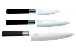 Coffret 3 couteaux Kai Wasabi Black : Universel 10cm et 15cm et Chef 20cm