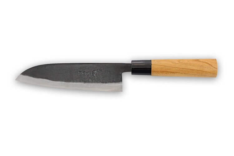 Couteau santoku japonais artisanal Moritaka Aogami 2 Steel carbone 17cm