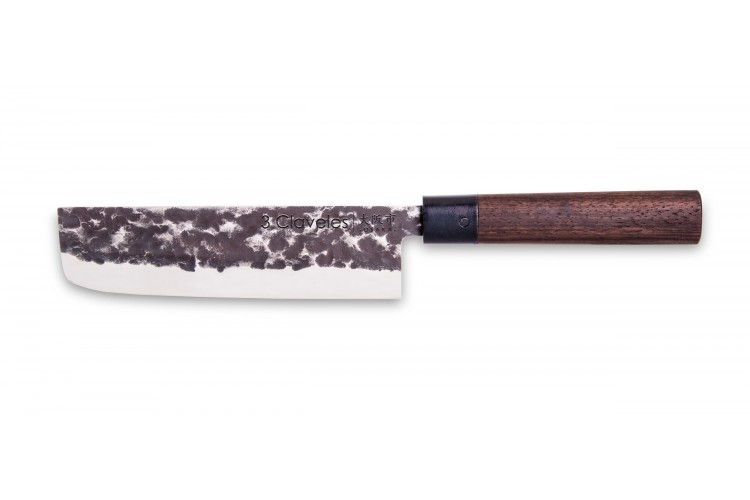 Couteau nakiri 3 Claveles Osaka 18cm forg&eacute; main manche grenadille