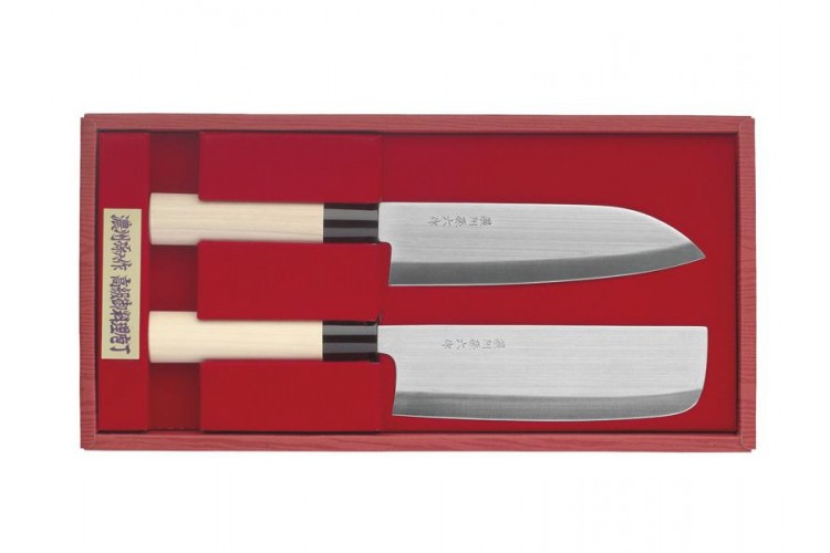 Coffret 2 couteaux japonais Noshumagorokusaku : Nakiri + Santoku Coffret 2 couteaux japonais Noshumagorokusaku : Nakiri + Santoku