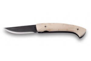 Couteau de poche artisanal 1515 lame oxydée + manche 9.5cm os de renne façon Inuit