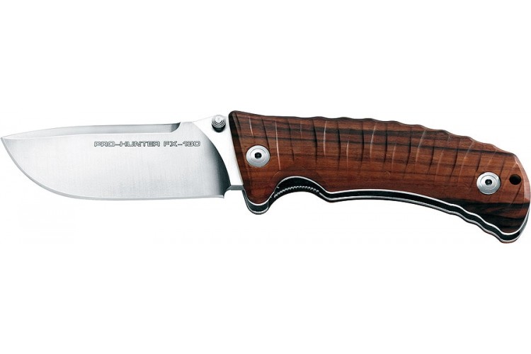 Couteau pliant de chasse FOX PRO Hunter - manche 12cm bois du désert 