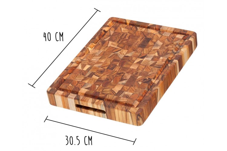 Billot rectangulaire Teak Haus en Teck écologique avec poignées intégrées 40x30cm