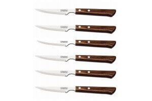 Set de 6 couteaux à steak lame crantée 11cm Tramontina manche marron