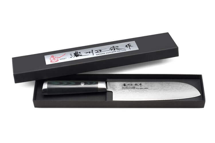 Couteau santoku japonais Satake Helios 17cm damas 69 couches