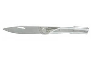 Couteau pliant Actilam S4 lame forgée manche acier/corian blanc 11cm