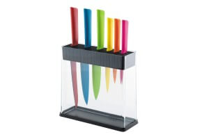Bloc transparent 6 couteaux de cuisine Kuhn Rikon COLORI+ multicolores