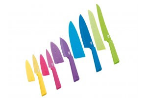 Set 5 couteaux de cuisine Kuhn Rikon COLORI+ revêtement multicolore + étuis