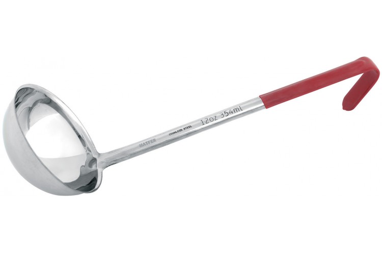 Louche professionnelle Matfer 35,4cl acier inox monobloc 123mm manche rouge