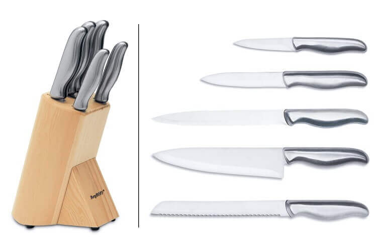 Bloc en bois Berghoff Essentials 5 couteaux tout inox