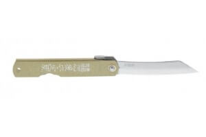 Couteau pliant Higonokami 2671 acier carbone manche gravé 10cm doré