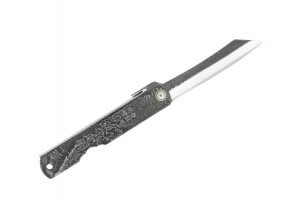 Couteau pliant Higonokami 2673 acier carbone manche gravé 10cm noir