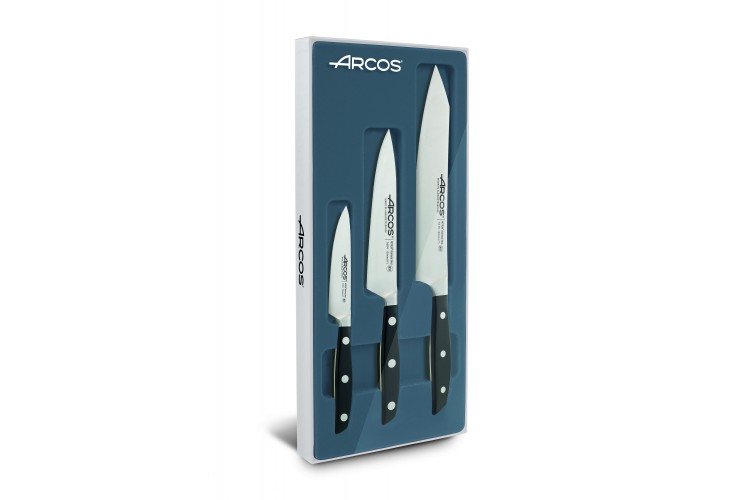 Coffret 3 couteaux forgés Arcos Manhattan tranchant extrême