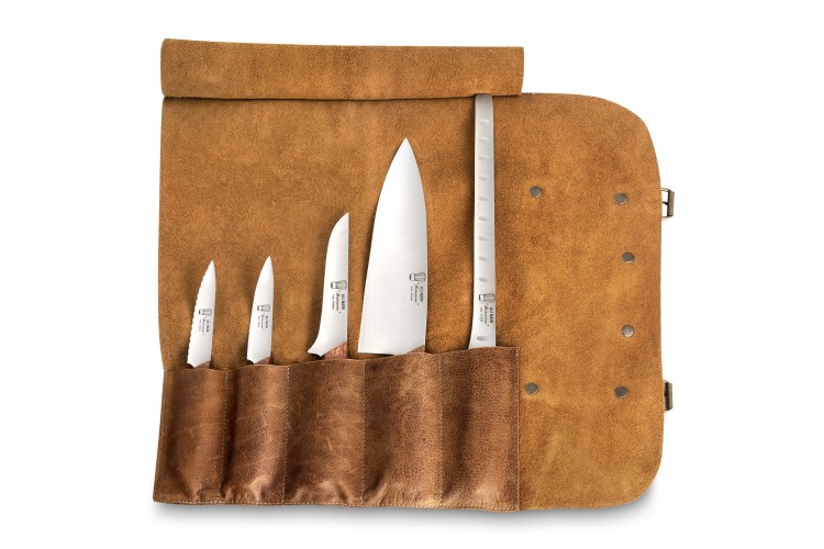 Trousse en cuir 5 couteaux de cuisine Au Nain Bistronome