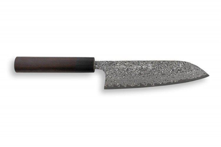 Couteau santoku japonais artisanal Yoshimi Kato 16.5cm VG10 Nickel Damascus