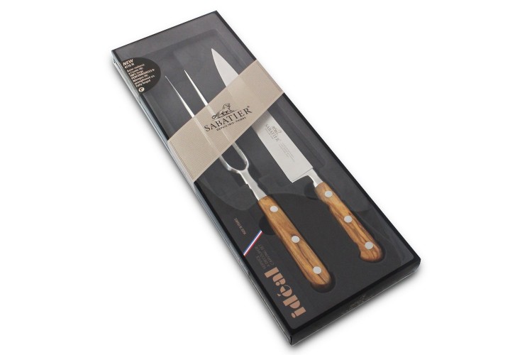 Coffret couteaux SABATIER Provençao tranchelard 20cm + fourchette à viande