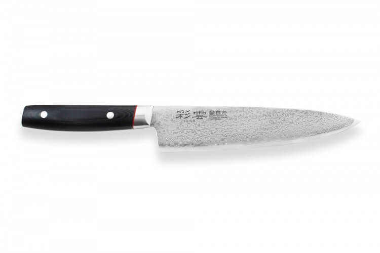 Couteau de chef japonais Kanetsugu Saiun 20cm damas 65 couches