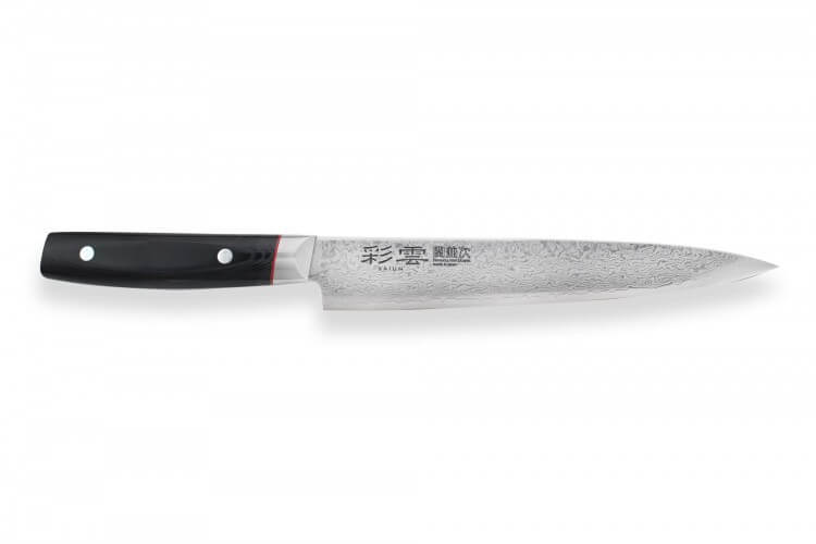 Couteau à découper japonais Kanetsugu Saiun 21cm damas 65 couches