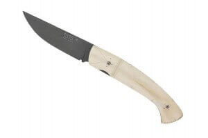 Couteau de poche artisanal 1515 lame oxydée + manche 11,5cm os de renne façon Inuit