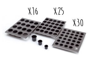 Plaque acier inox 40 x 30cm + moules à cannelés en Exoglass® Matfer