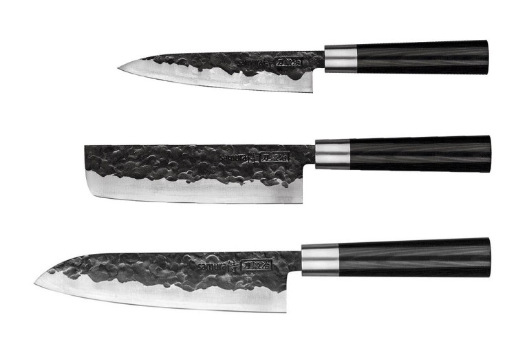 Set de 3 couteaux chef + utilitaire + éplucheur Damascus - SAMURA