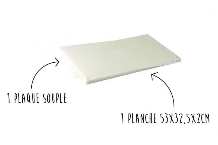 1 planche à découper professionnelle 53x32x2cm + 1 plaque flexible 