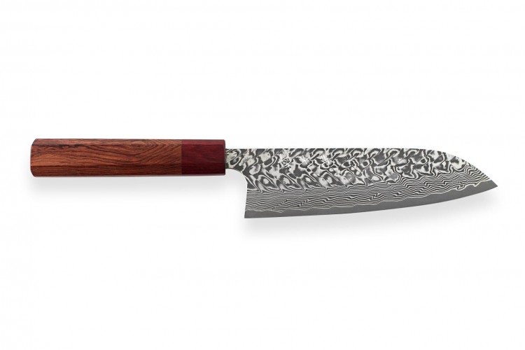 Couteau santoku japonais artisanal Yoshimi Kato 16.5cm SG2 Damascus
