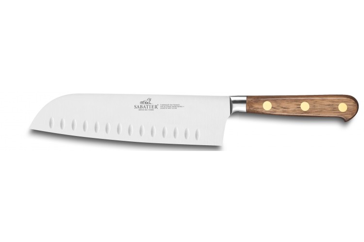 Couteau santoku forgé Sabatier Perigord lame 20cm manche en noyer