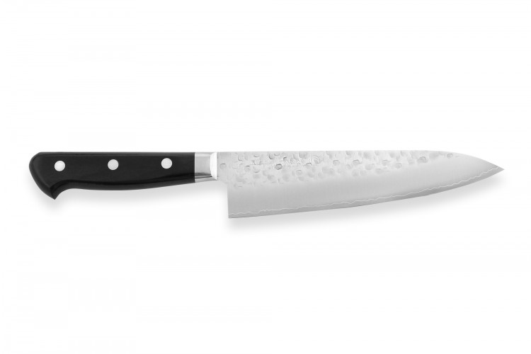 Couteau de chef japonais artisanal takamura vg10 tsuchime 18cm