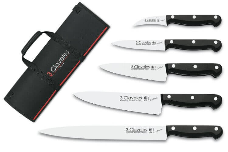 Mallette du cuisinier 5 couteaux professionnels 3 Claveles Uniblock
