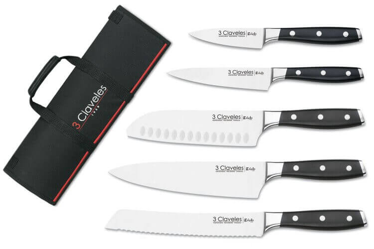Mallette du cuisinier 5 couteaux forgés professionnels 3 Claveles Toledo