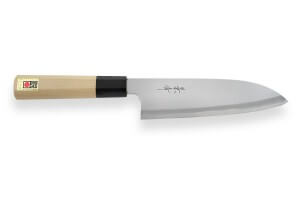 Couteau santoku japonais artisanal Kagekiyo Utage White Steel 18cm