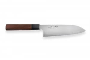 Couteau santoku japonais artisanal Kagekiyo Kurumi Ginsan 18cm