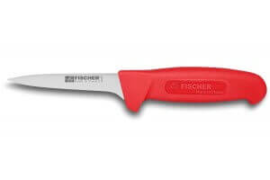 Couteau à désosser professionnel Fischer HACCP lame usée 11cm manche rouge