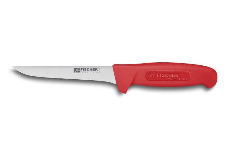 Couteau à désosser professionnel Fischer HACCP lame droite 14cm manche rouge