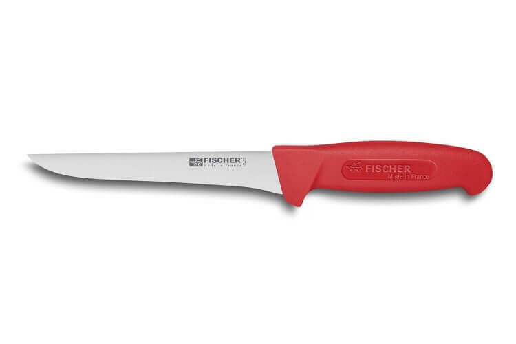 Couteau à désosser professionnel Fischer HACCP lame droite 17cm manche rouge