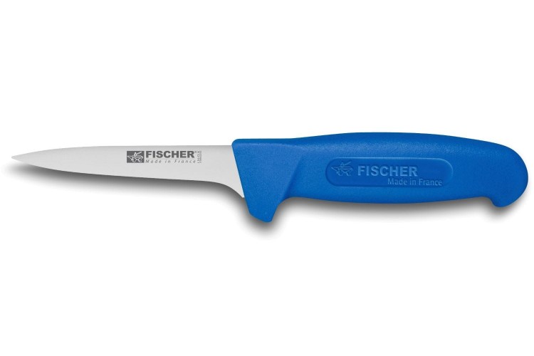 Couteau &agrave; d&eacute;sosser professionnel Fischer HACCP lame us&eacute;e 11cm manche bleu
