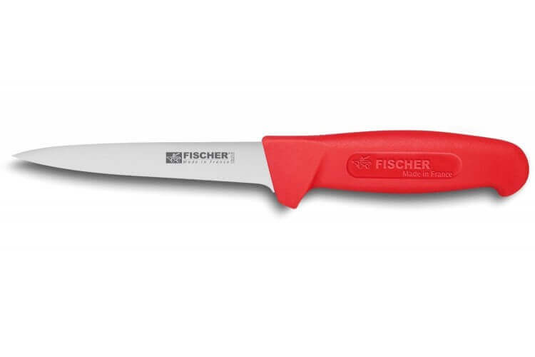 Couteau à désosser professionnel lame usée 14cm manche rouge Fischer