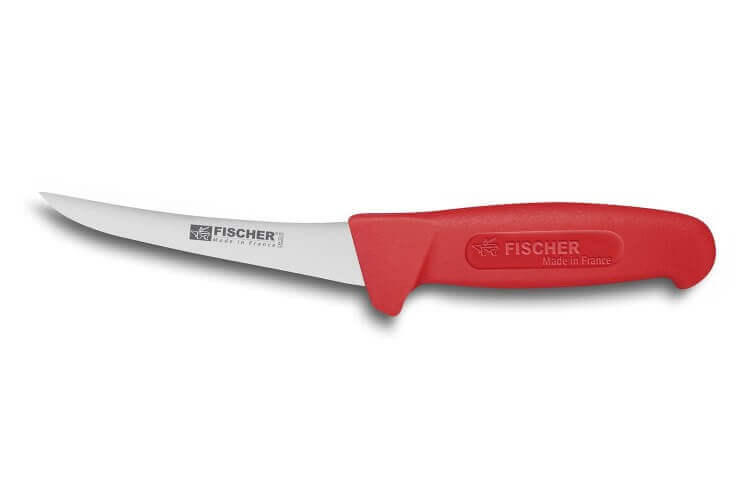 Couteau à désosser professionnel Fischer HACCP lame courbée 13cm manche rouge
