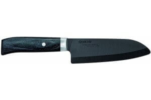 Couteau santoku Japan Kyocera lame céramique noire manche pakka