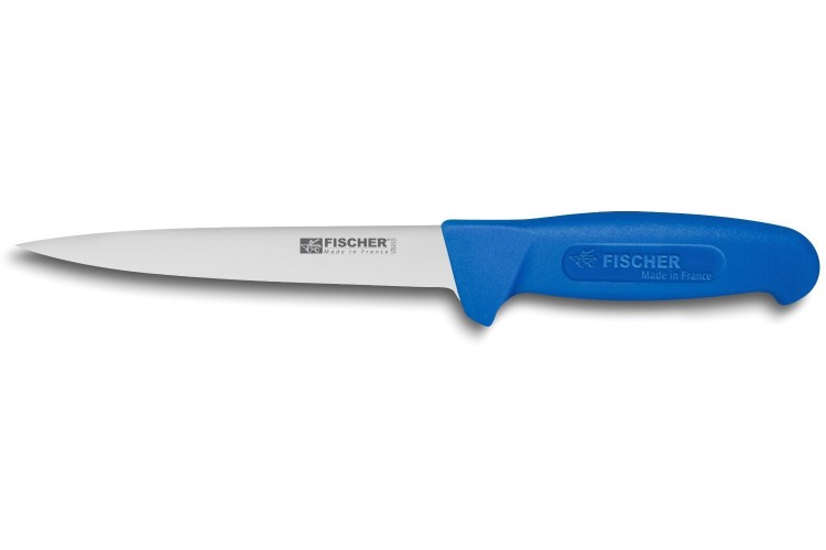 Couteau à désosser professionnel Fischer HACCP lame usée 17cm manche bleu