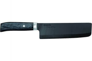 Couteau nakiri Japan Kyocera 16cm céramique noire manche pakka