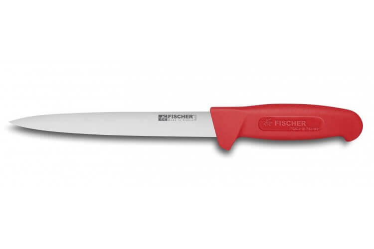 Couteau à dénerver flexible 20cm manche rouge Bargoin