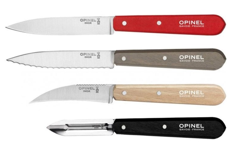 PRADEL - LOT 1 COUTEAU OFFICE 9 CM + 1 EPLUCHEUR 5.5 CM MANCHES BOIS 2 RIVETS VRAC